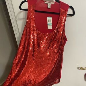 0X Red sequin sparkling sleeveless shirt New with Tags NWT